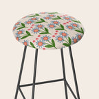 Blue and Green Daisy Floral Garden  Stool Gallery Image 2