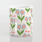 Blue and Green Daisy Floral Garden  Coffee Mug Gallery Image 4