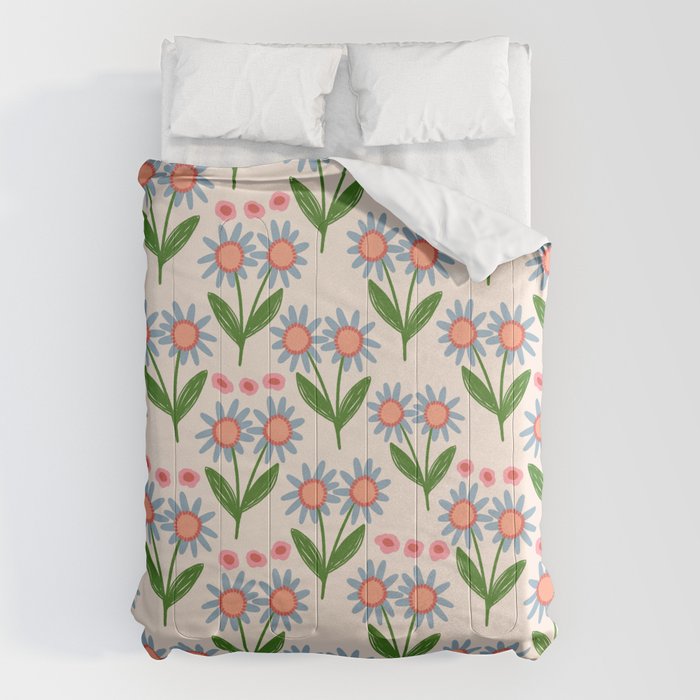 Blue and Green Daisy Floral Garden  Comforter Gallery Image 6