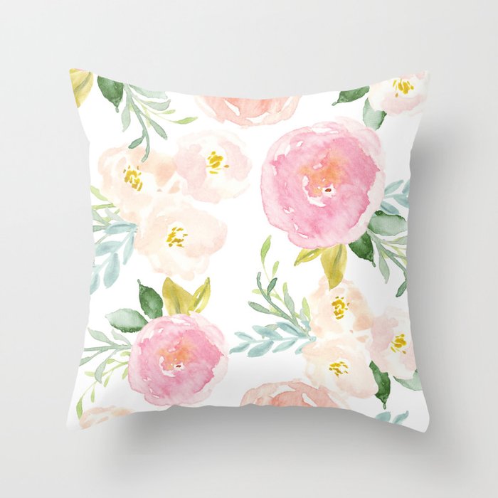 Sweet Pink Blooms (Floral 02) Throw Pillow Gallery Image 6