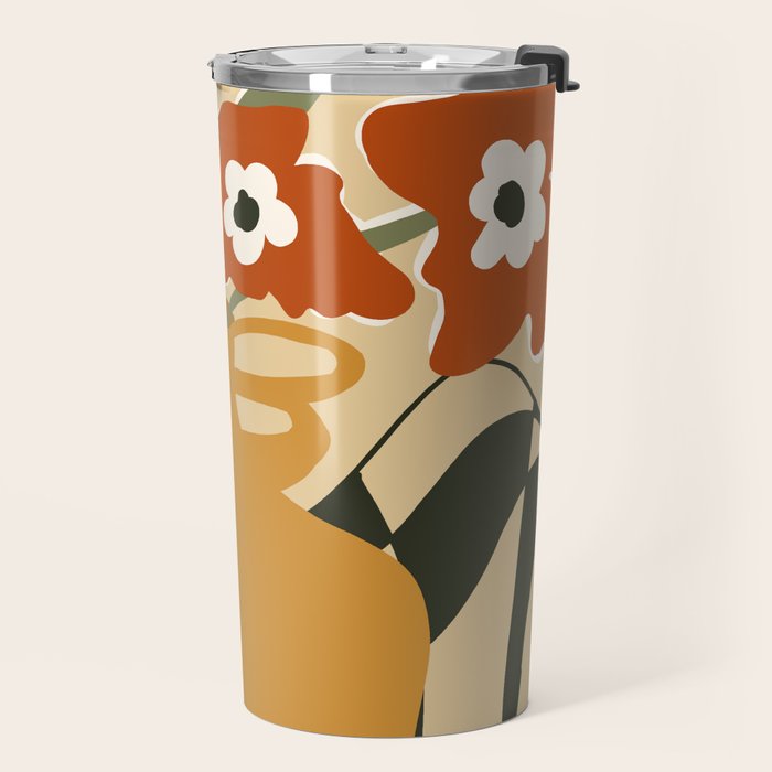 retro checkered flower pot Travel Mug Gallery Image 2