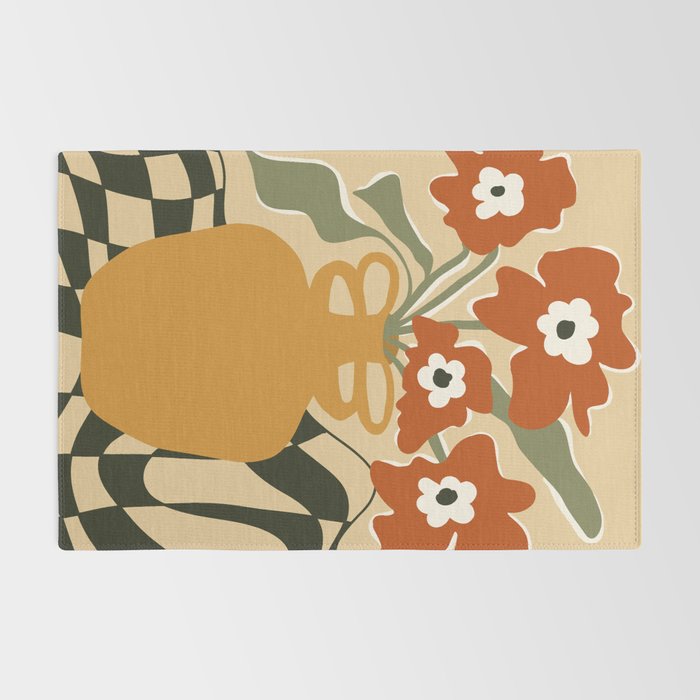 retro checkered flower pot Rug Gallery Image 2