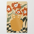 retro checkered flower pot Cutting Board Gallery Image 1
