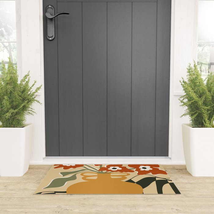 retro checkered flower pot Welcome Mat Gallery Image 3
