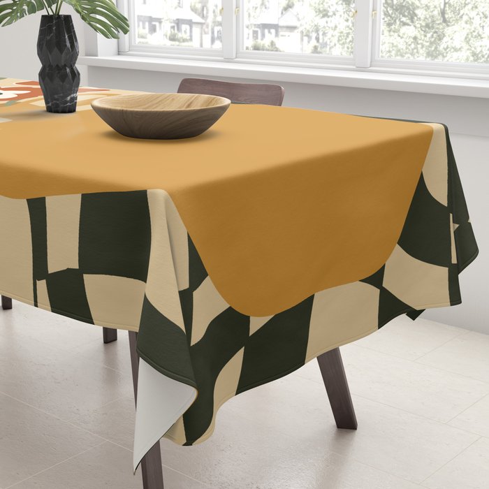retro checkered flower pot Tablecloth Gallery Image 3