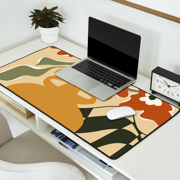 retro checkered flower pot Desk Mat Gallery Image 2