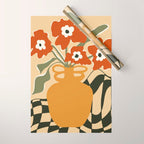 retro checkered flower pot Wrapping Paper Gallery Image 1