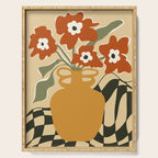 retro checkered flower pot Serving Tray Gallery Image 1