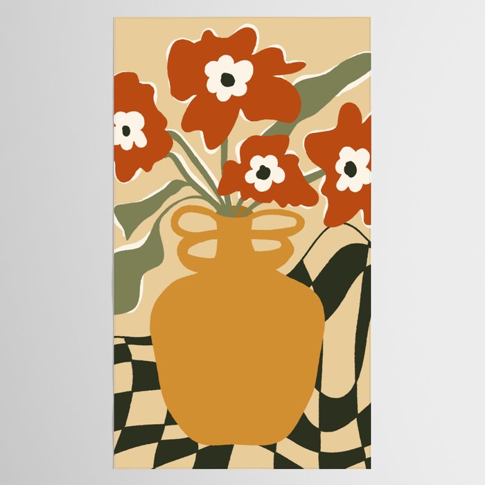 retro checkered flower pot Tablecloth Gallery Image 2