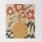 retro checkered flower pot Throw Blanket Gallery Image 2