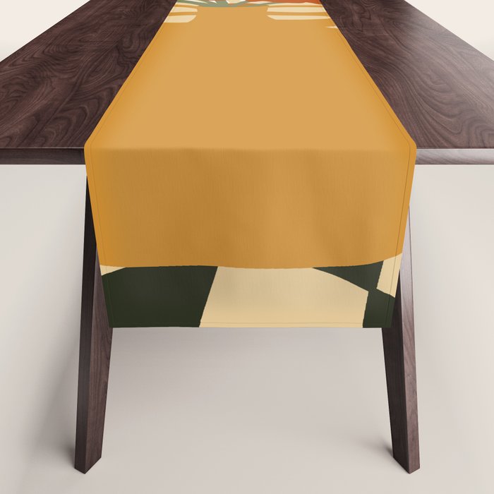 Retro Checkered Flower Pot Table Runner Gallery Image 1