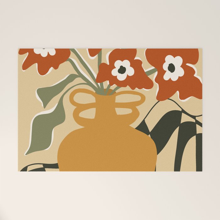 retro checkered flower pot Welcome Mat Gallery Image 1