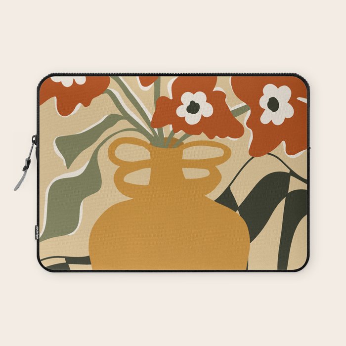 retro checkered flower pot Laptop Sleeve Gallery Image 1