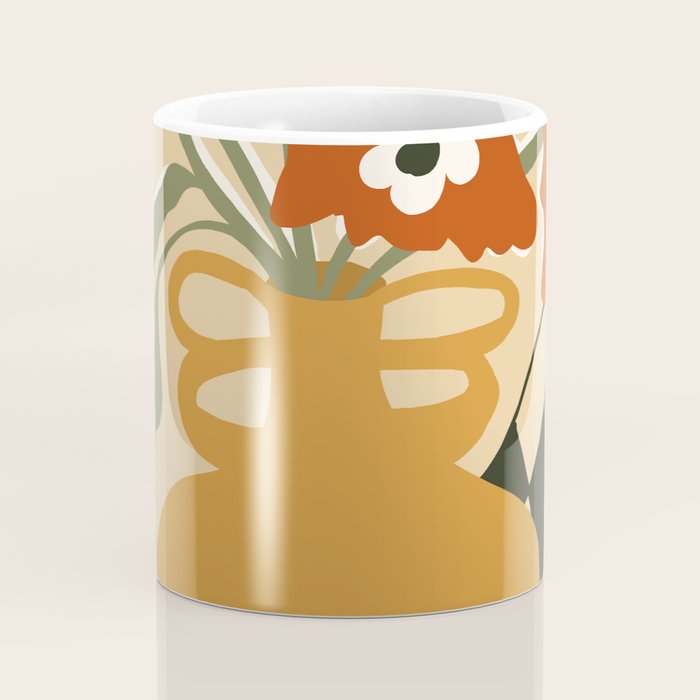retro checkered flower pot Coffee Mug Gallery Image 4