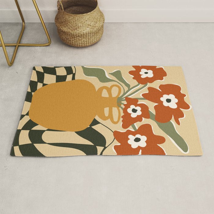 retro checkered flower pot Rug Gallery Image 1