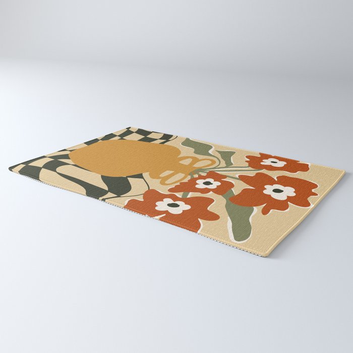 retro checkered flower pot Rug Gallery Image 3
