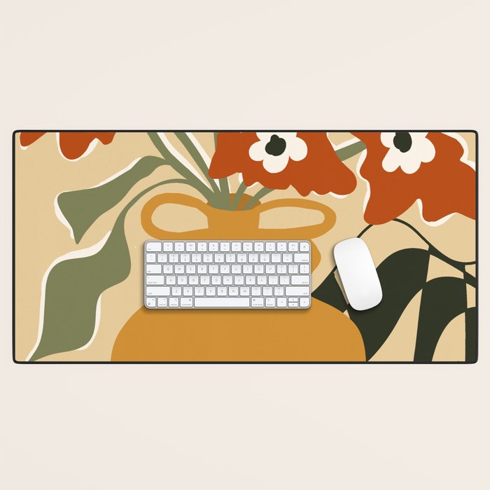 retro checkered flower pot Desk Mat Gallery Image 1