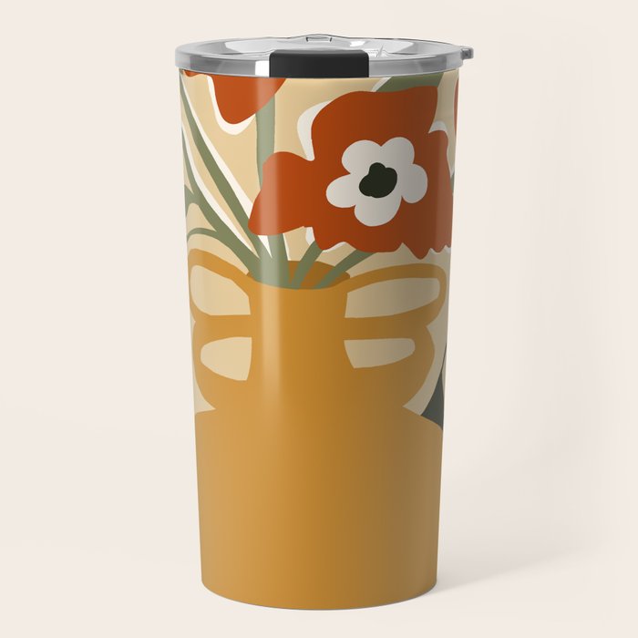 retro checkered flower pot Travel Mug Gallery Image 1