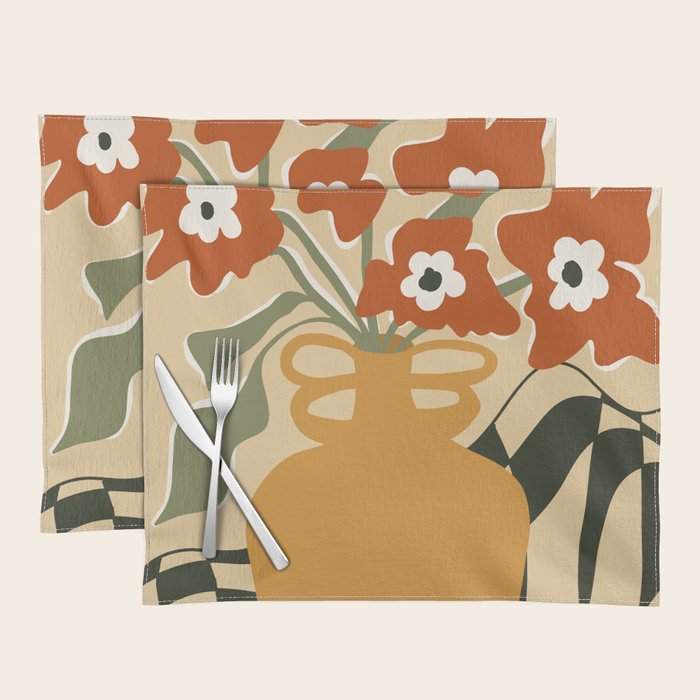 retro checkered flower pot Placemat Gallery Image 1