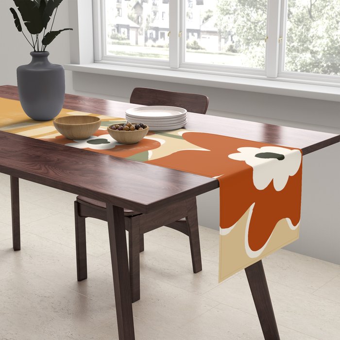 retro checkered flower pot Table Runner Gallery Image 2
