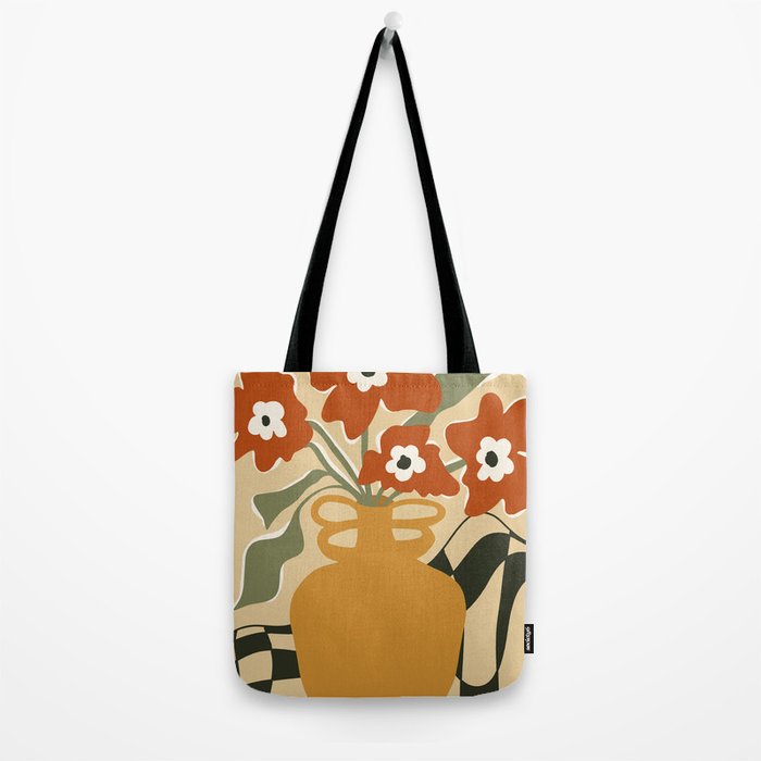 retro checkered flower pot Tote Bag Gallery Image 2