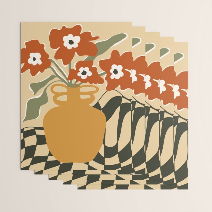 retro checkered flower pot Wrapping Paper Gallery Image 3