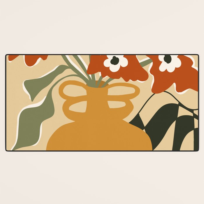 retro checkered flower pot Desk Mat Gallery Image 3