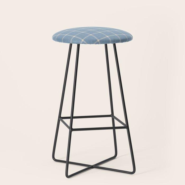 Cross Check Seaside Blue x Cream x Lavender Stool Gallery Image 1