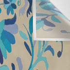 Blue otomi tenango mexican fabric birds and flower embroidery interior design Wall Tapestry Gallery Image 3