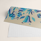 Blue otomi tenango mexican fabric birds and flower embroidery interior design Wrapping Paper Gallery Image 2