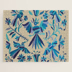 Blue otomi tenango mexican fabric birds and flower embroidery interior design Jigsaw Puzzle Gallery Image 1