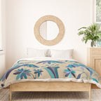 Blue otomi tenango mexican fabric birds and flower embroidery interior design Duvet Cover Gallery Image 3