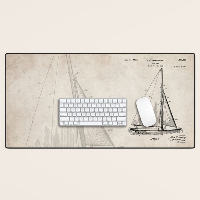 Sailboat Patent - Yacht Art - Antique Desk Mat Gallery Image 1
