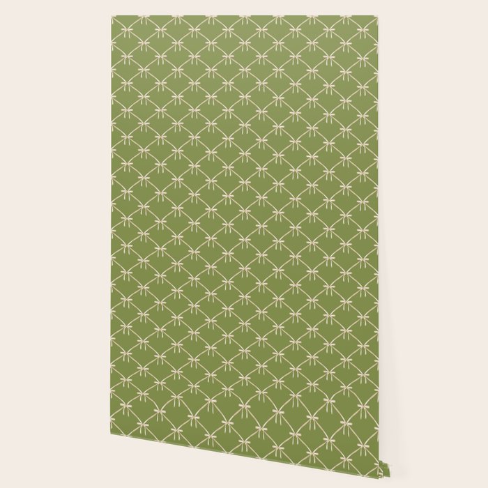 Bows & Ribbons Pattern XXIII Olive Green Wallpaper Gallery Image 2