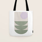 Lines and Shapes in Moss and Lilac Tote Bag Gallery Image 1