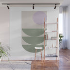 Lines and Shapes in Moss and Lilac Wall Mural Gallery Image 1
