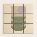 Lines and Shapes in Moss and Lilac Wood Wall Art Gallery Image 1