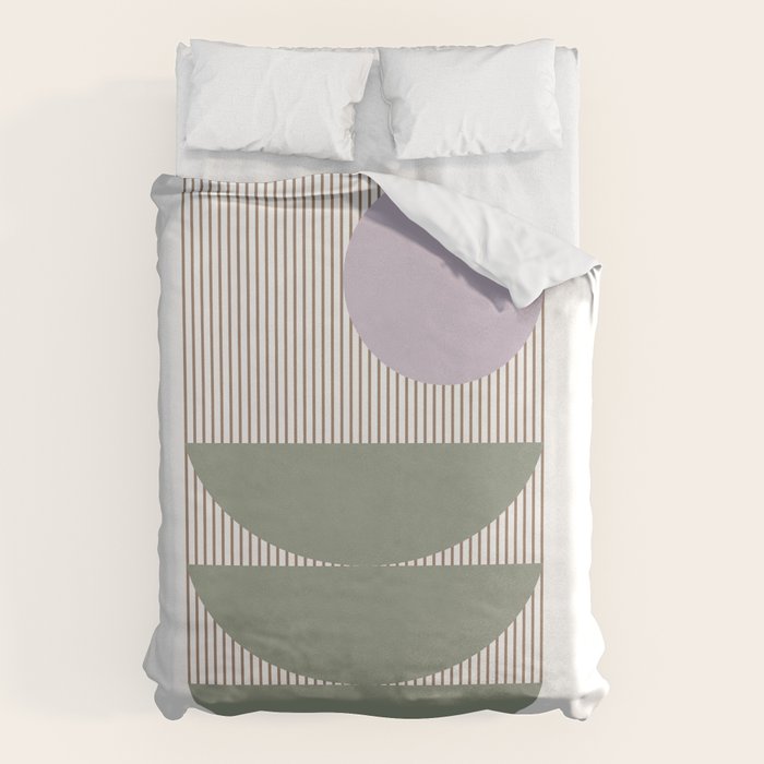 Lines and Shapes in Moss and Lilac Duvet Cover Gallery Image 6