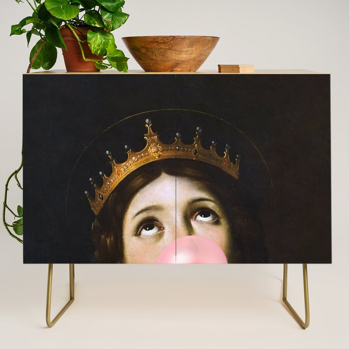 Bubblegum Queen Vintage Painting Altered Art Wall print Credenza Gallery Image 1
