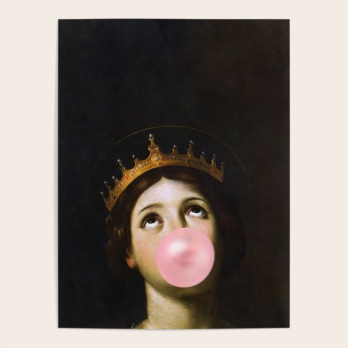 Bubblegum Queen Vintage Painting Altered Art Wall print Poster Gallery Image 4
