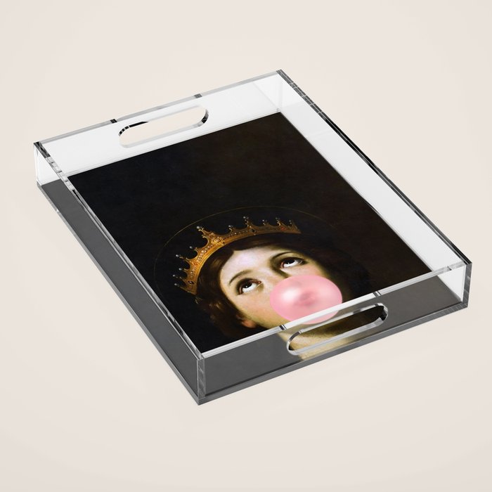 Bubblegum Queen Vintage Painting Altered Art Wall print Acrylic Tray Gallery Image 1