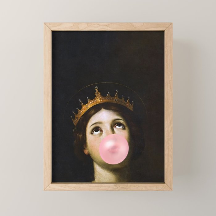 Bubblegum Queen Vintage Painting Altered Art Wall print Mini Art Print Gallery Image 1