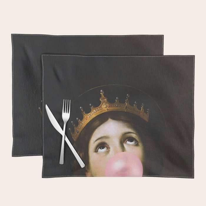 Bubblegum Queen Vintage Painting Altered Art Wall print Placemat Gallery Image 1