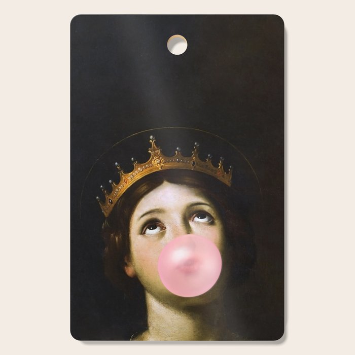 Bubblegum Queen Vintage Painting Altered Art Wall print Cutting Board Gallery Image 1