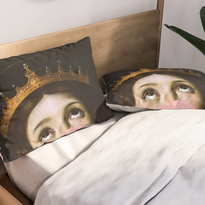 Bubblegum Queen Vintage Painting Altered Art Wall print Pillow Sham Gallery Image 2