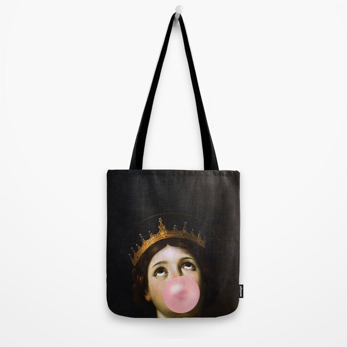 Bubblegum Queen Vintage Painting Altered Art Wall print Tote Bag Gallery Image 2