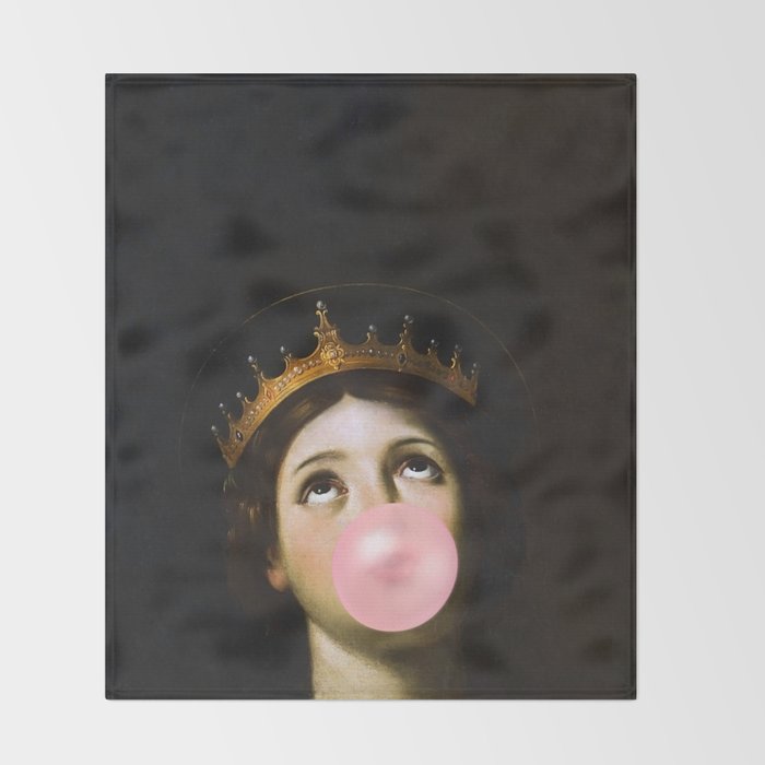 Bubblegum Queen Vintage Painting Altered Art Wall print Throw Blanket Gallery Image 2