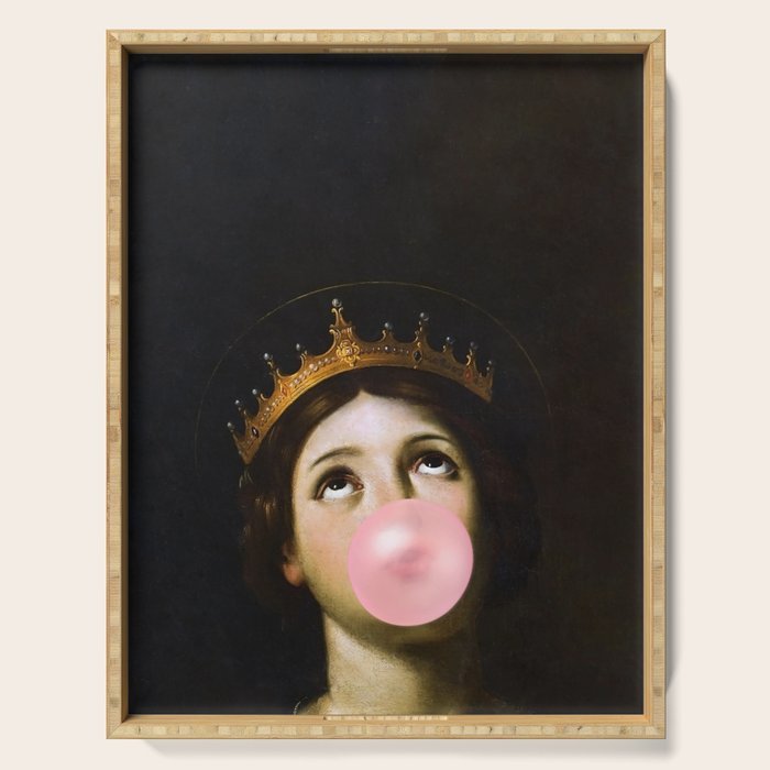 Bubblegum Queen Vintage Painting Altered Art Wall print Serving Tray Gallery Image 1