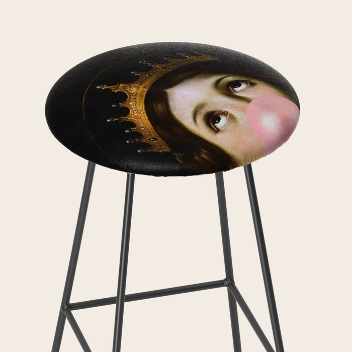 Bubblegum Queen Vintage Painting Altered Art Wall print Stool Gallery Image 2