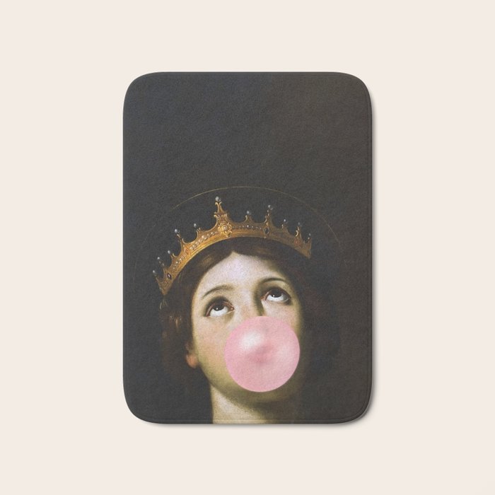 Bubblegum Queen Vintage Painting Altered Art Wall print Bath Mat Gallery Image 1